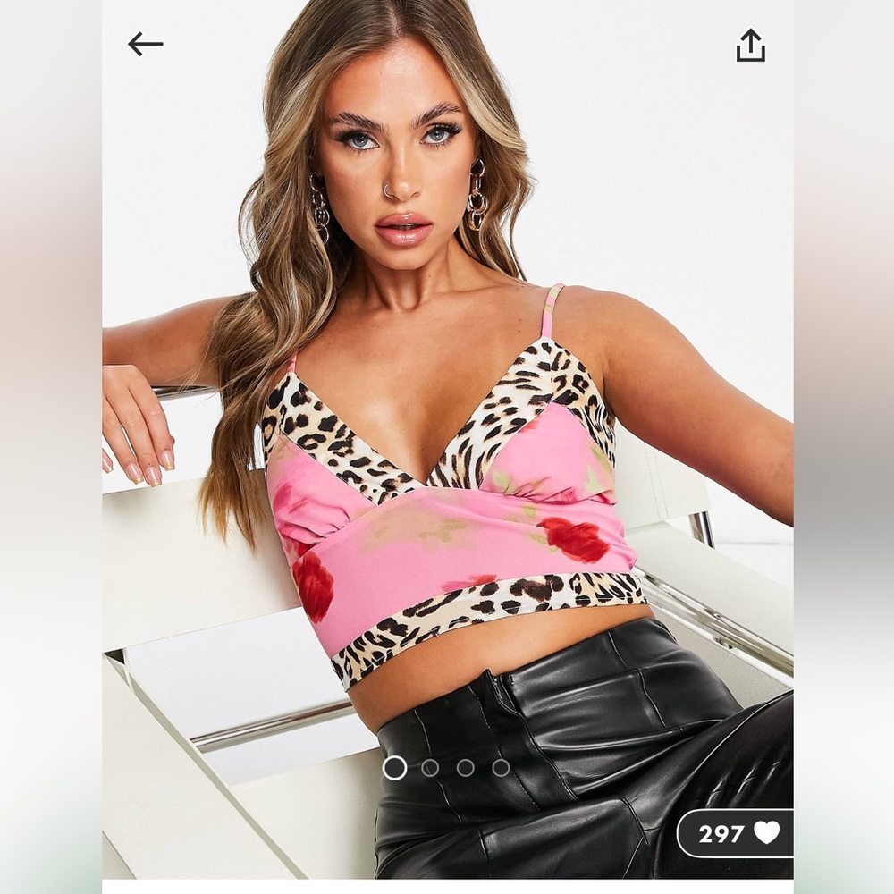 ASYOU Cami Top In Leopard Floral Print